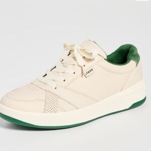STAUD + Keds The Court leather sneakers in cream and green
